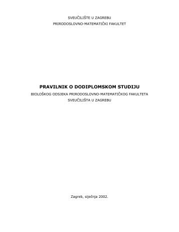 pravilnik o dodiplomskom studiju - Prirodoslovno - matematički ...