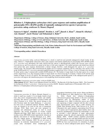 Ribulose-1, 5-biphosphate carboxylase (rbcL) gene ... - Plant Omics