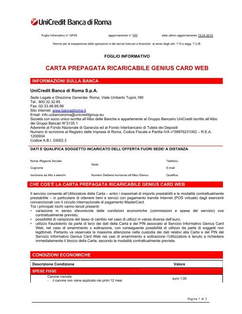 Carta Prepagata Ricaricabile Genius Card Web