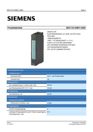 Product data sheet 6ES7134-4NB51-0AB0 - TP Automation e.K.