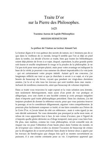 Traite D'or sur la Pierre des Philosophes. - BibliothÃ¨que NumÃ©rique ...