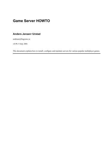 Game Server HOWTO - task