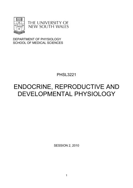 endocrine, reproductive and developmental physiology - School of ...