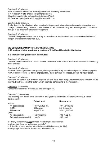 endocrine, reproductive and developmental physiology - School of ...