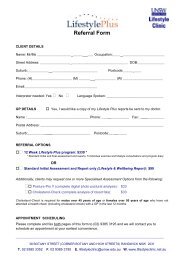 Lifestyle Plus Referral Form - School of Medical Sciences