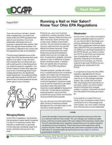 Running a Nail or Hair Salon? - Ohio EPA