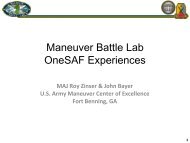 Maneuver Battle Lab OneSAF Experiences