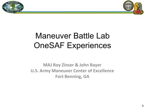 Maneuver Battle Lab OneSAF Experiences