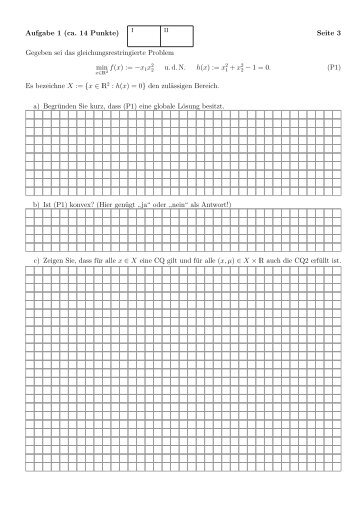 Aufgabe 1 (ca. 14 Punkte) Seite 3 Gegeben sei das ... - M1
