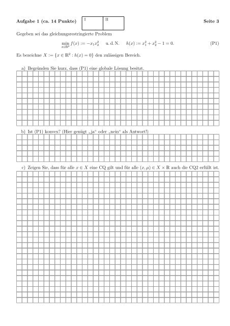 Aufgabe 1 (ca. 14 Punkte) Seite 3 Gegeben sei das ... - M1