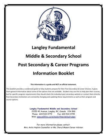 Langley Fundamental PSI Handbook 2011-12 - School District #35