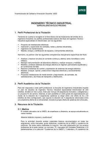 INGENIERO TÃCNICO INDUSTRIAL - UNED