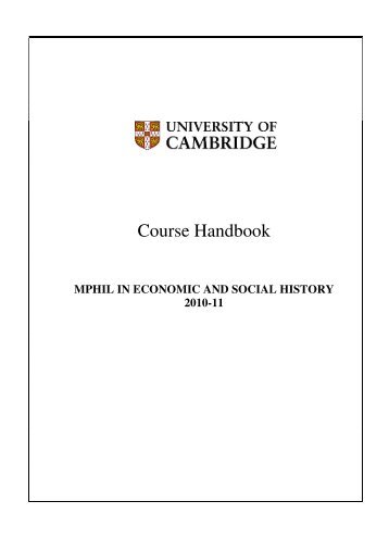 Course Handbook - Faculty of History - University of Cambridge