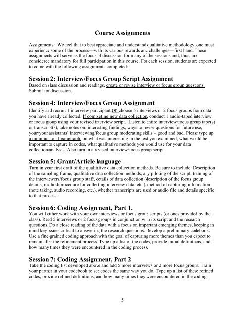 Qualitative Research Methods Course Syllabus - University of ...