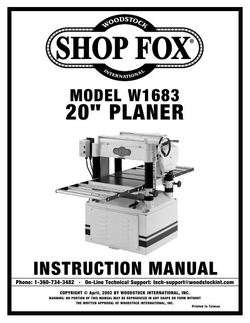 W1683 Manual - Grizzly Industrial Inc.