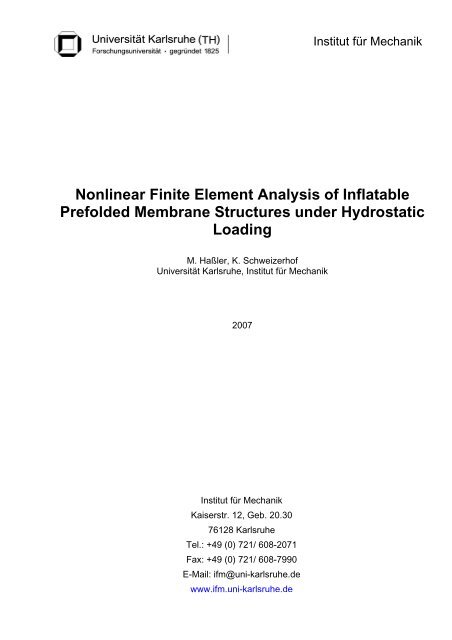 Nonlinear Finite Element Analysis of Inflatable Prefolded Membrane ...
