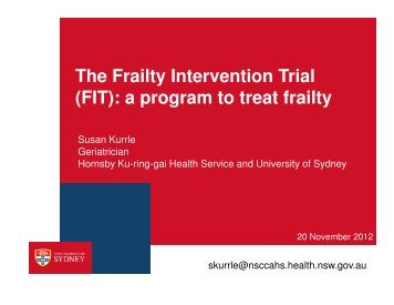 The Frailty Intervention Trial (FIT) - University of Sydney