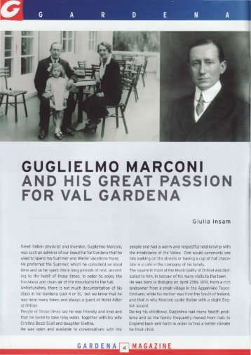 guglielmo marconi and his great passion for val gardena