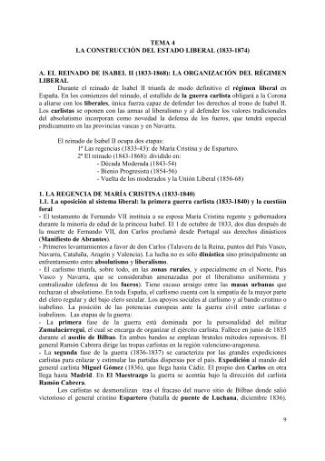 TEMA 4 LA CONSTRUCCIÓN DEL ESTADO LIBERAL (1833-1874 ...