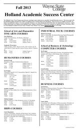 Fall 2013 Holland Academic Success Center