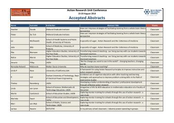 ARU conference - accepted abstracts - Action Research Unit - NMMU