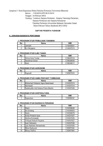 Daftar Peserta Yudisum - Situs Resmi Faperta-Unram | Fakultas ...