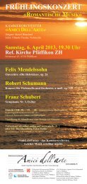 Konzertflyer - Kammerorchester «Amici dell'arte