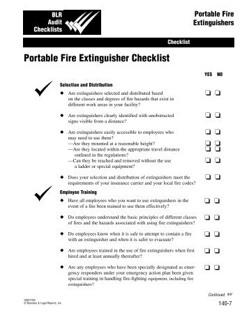 Portable Fire Extinguisher Checklist - Monarch Beverage