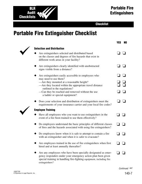 Portable Fire Extinguisher Checklist - Monarch Beverage