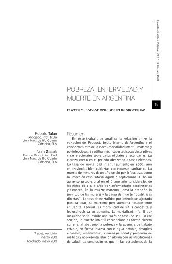 Pobreza, enfermedad y muerte en Argentina - Escuela de Salud ...