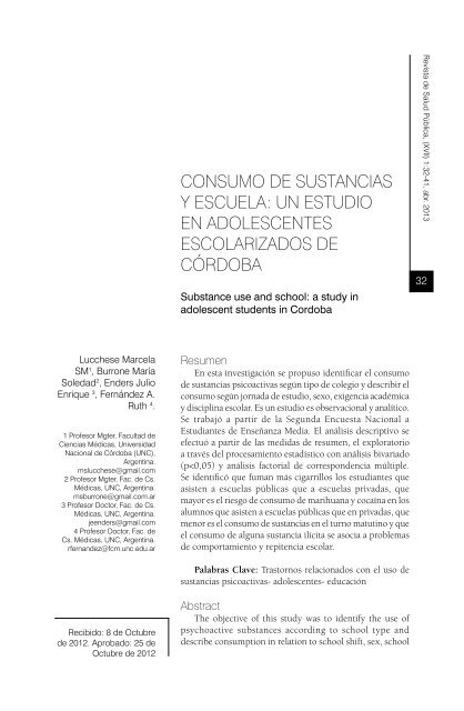 Consumo de sustanCias y esCuela: un estudio en adolesCentes ...