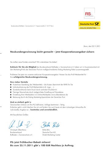 Anschreiben (3MB) - Bundesverband Rollladen + Sonnenschutz eV