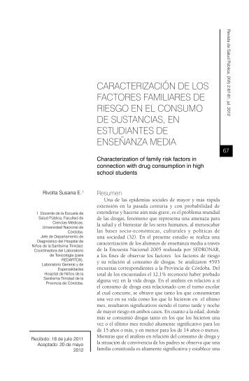 CaracterizaciÃ³n de los factores familiares de riesgo en el consumo ...