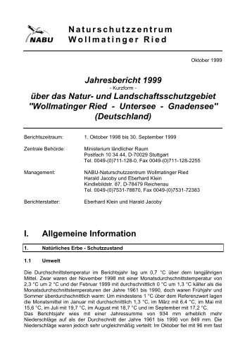 Jahresbericht Wollmatinger Ried 99 - NABU-Naturschutzzentrum ...