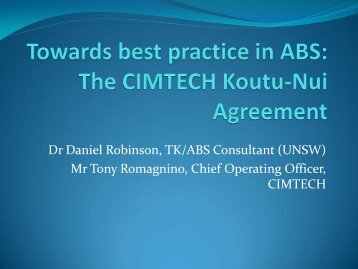 The CIMTECH Koutu-Nui Agreement - ABS Capacity Development ...