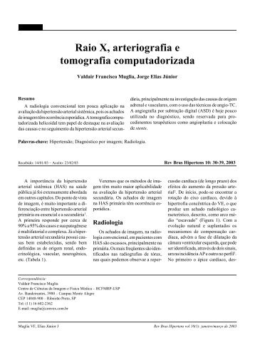 Raio X, arteriografia e tomografia computadorizada