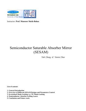 Semiconductor Saturable Absorber Mirror (SESAM)
