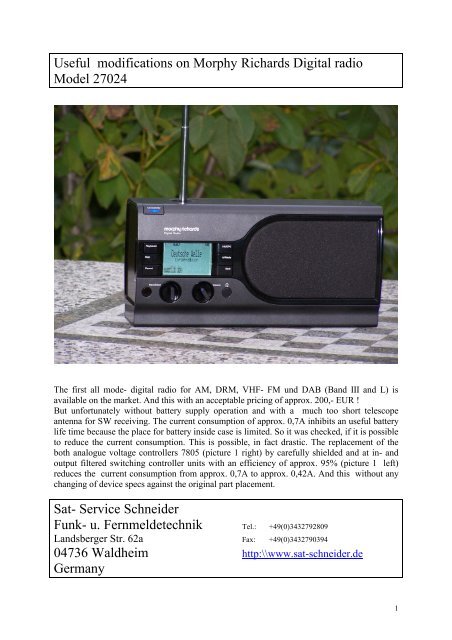 Useful modifications on Morphy Richards Digital radio Model 27024