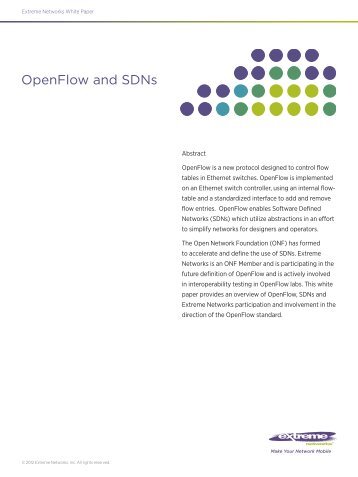 OpenFlow and SDNS - Extreme Networks
