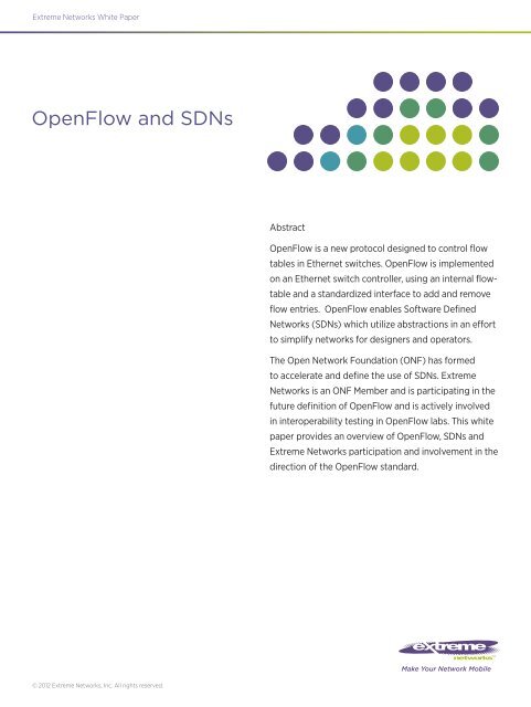 OpenFlow and SDNS - Extreme Networks