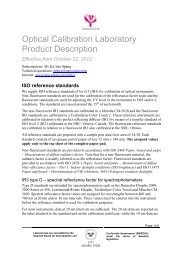 Optical Calibration Laboratory Product Description - Innventia.com