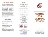 Centre for Clinical Ethics brochure - St. Michael's Hospital