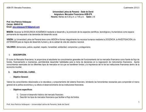 ADB-078 Mercados Financieros - Latina Learning Site - Universidad ...