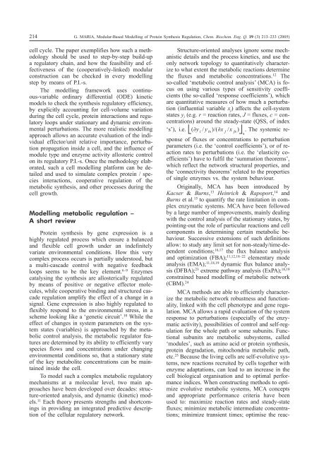 Modular-Based Modelling of Protein Synthesis Regulation