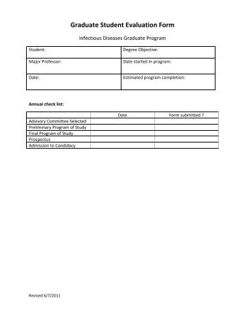 Graduate Student Evaluation Form