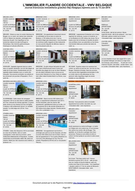 Journal immobilier VWV - Immobilier en Belgique - Repimmo
