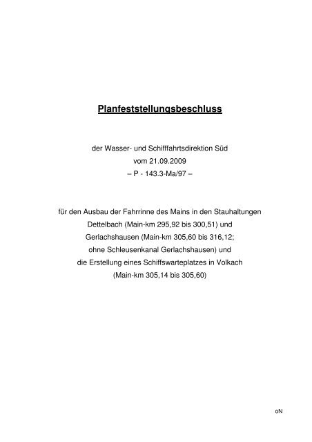 Planfeststellungsbeschluss - SÃ¼d - Wasser- und ...