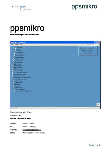 ppsmikro Kurzbeschreibung - mikroprojekt  GmbH