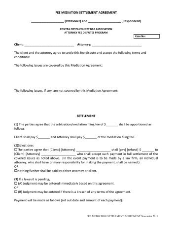 fee mediation settlement agreement - Contra Costa County Bar ...
