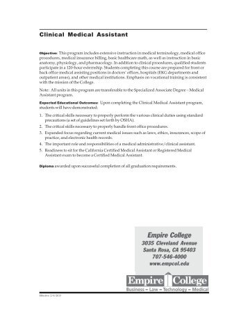 Clinical Medical Assistant - Empire College | Student Home